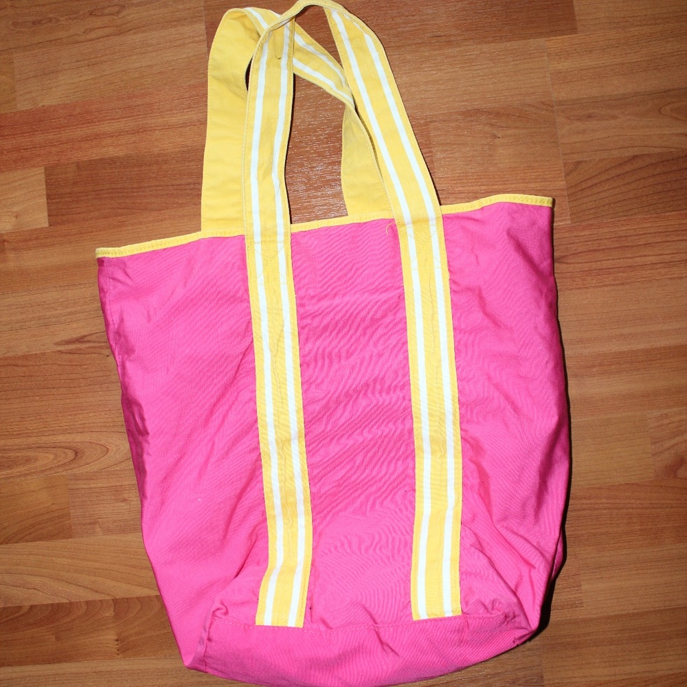 Beach Tote Bag Pink Rope Straps Open Shoulder Bag